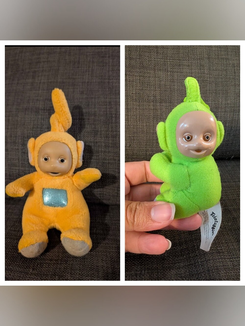 Vintage 1999 Teletubbies Laa Laa Zip Up Coin Holder & A Teletubby Keychain!